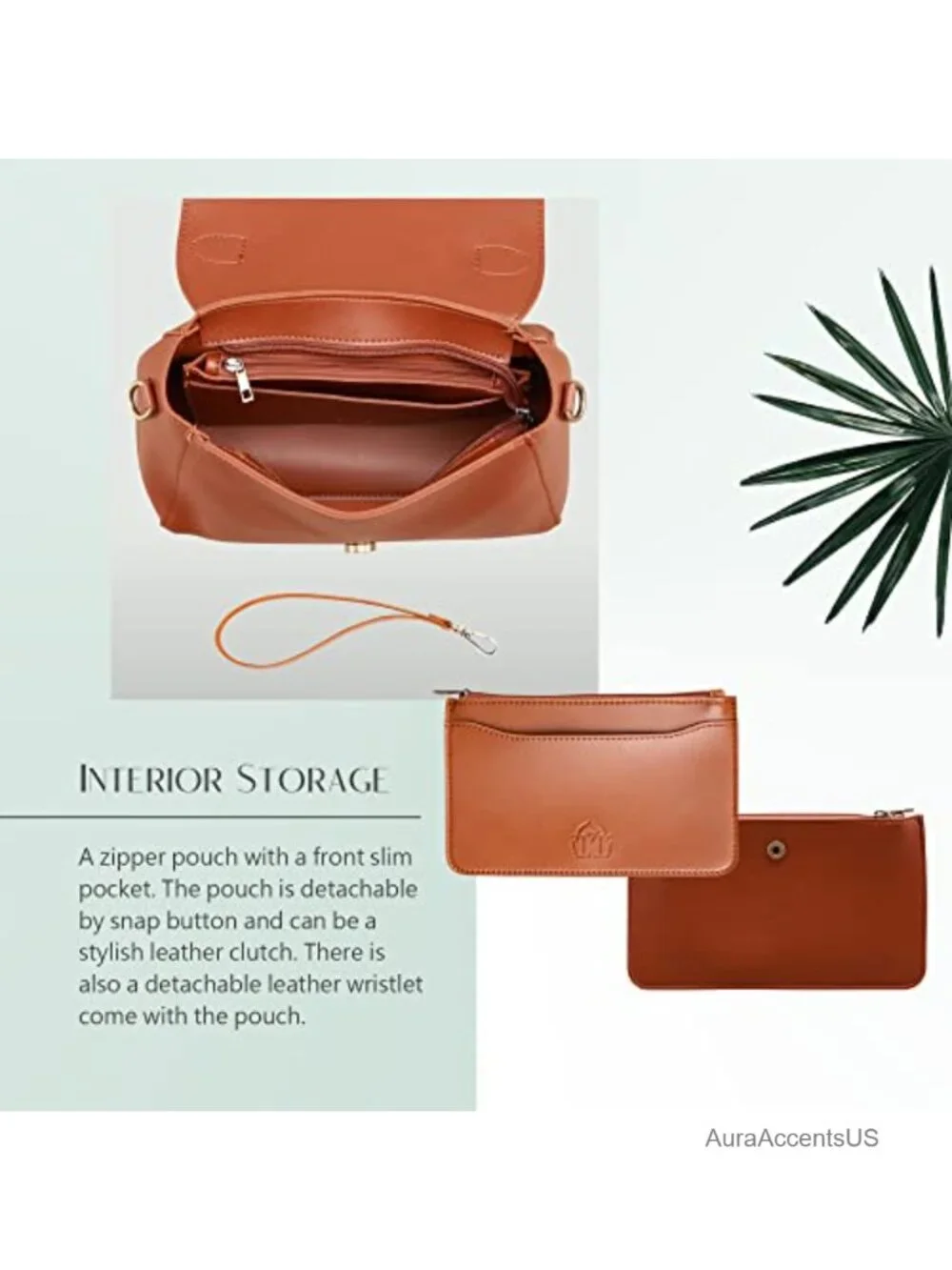 Vegan Leather Flap Top Handle Satchel Bag Women Retro Casual Purse Wristlet